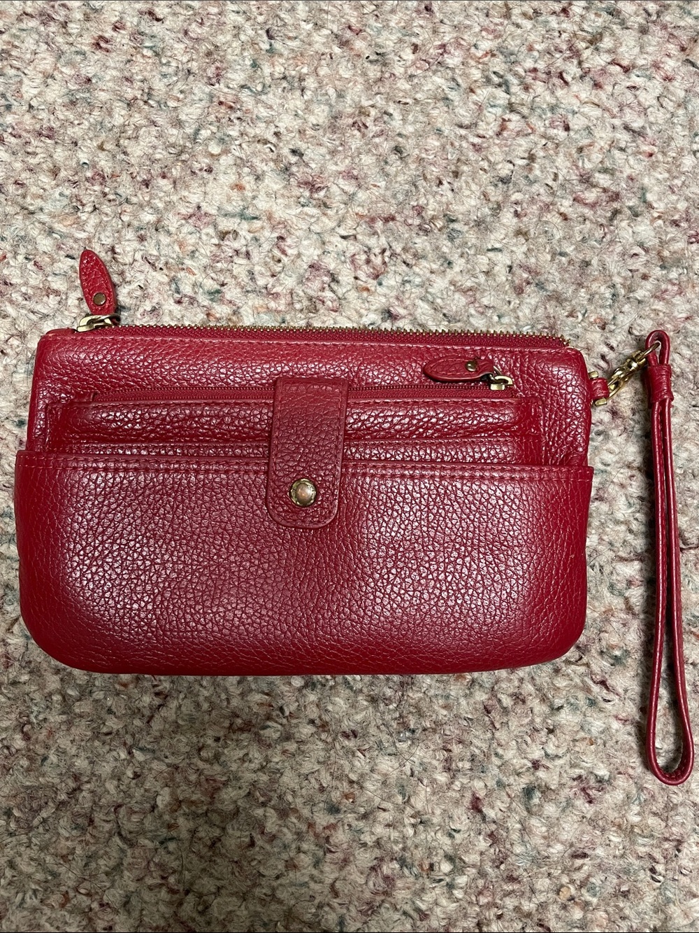 Lodis red leather wristlet strap leather mini purse with wallet insert